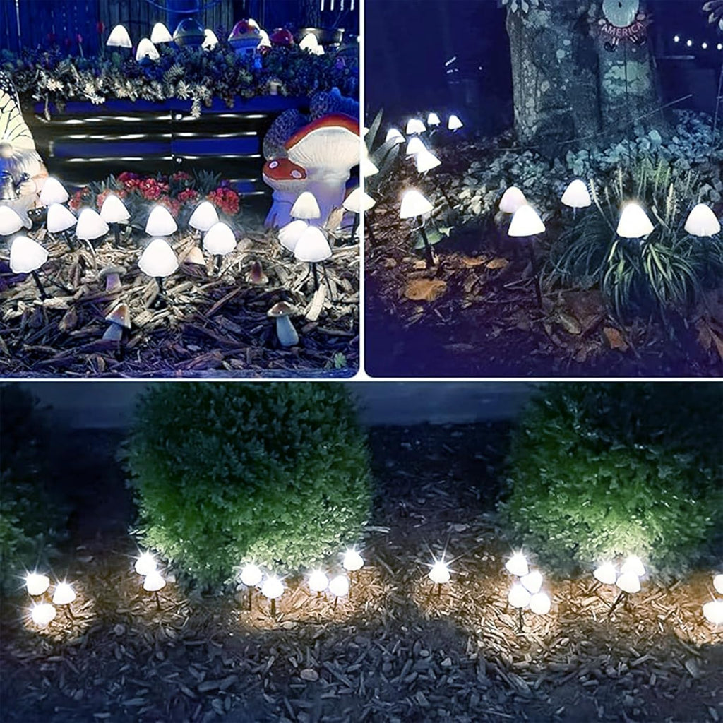 2PK 55FT 32LED Orange and Green Solar Mushroom Lights Outdoor, Solar String Light with 8 Lighting Modes Auto On/Off, Halloween Garden Lights for Witch Decorations