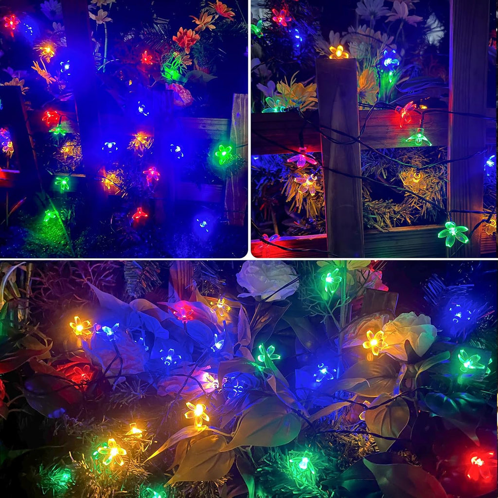 2PK 55FT 32LED Orange and Green Solar Mushroom Lights Outdoor, Solar String Light with 8 Lighting Modes Auto On/Off, Halloween Garden Lights for Witch Decorations