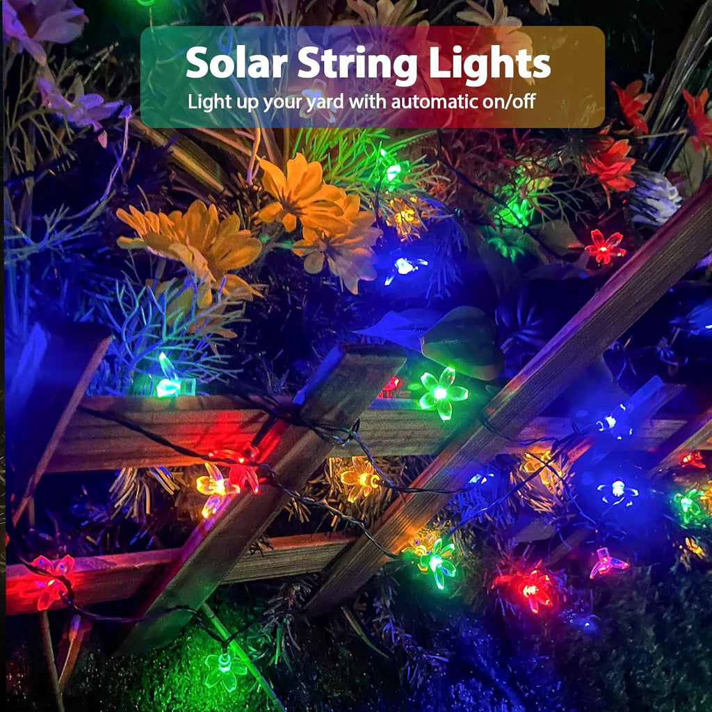 2PK 55FT 32LED Orange and Green Solar Mushroom Lights Outdoor, Solar String Light with 8 Lighting Modes Auto On/Off, Halloween Garden Lights for Witch Decorations