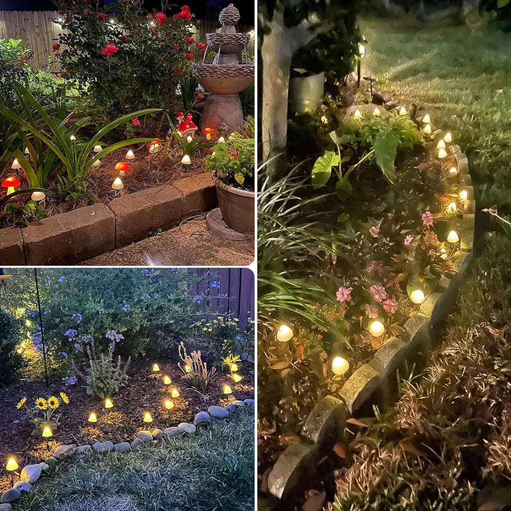 2PK 55FT 32LED Orange and Green Solar Mushroom Lights Outdoor, Solar String Light with 8 Lighting Modes Auto On/Off, Halloween Garden Lights for Witch Decorations