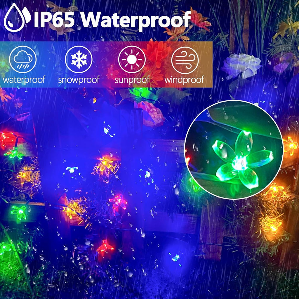 2PK 55FT 32LED Orange and Green Solar Mushroom Lights Outdoor, Solar String Light with 8 Lighting Modes Auto On/Off, Halloween Garden Lights for Witch Decorations