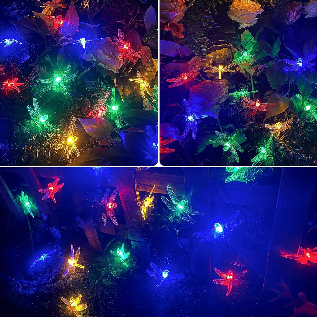 2PK 55FT 32LED Orange and Green Solar Mushroom Lights Outdoor, Solar String Light with 8 Lighting Modes Auto On/Off, Halloween Garden Lights for Witch Decorations