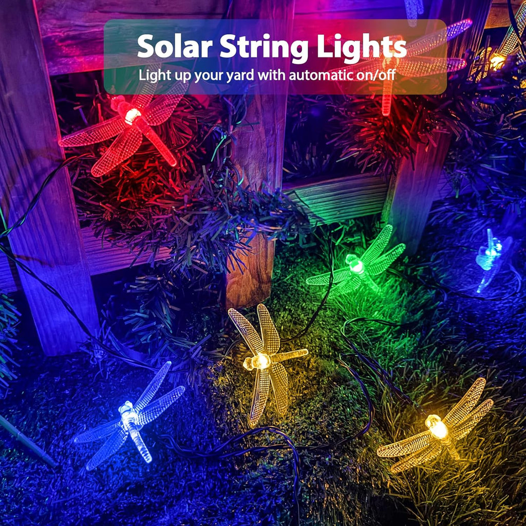2PK 55FT 32LED Orange and Green Solar Mushroom Lights Outdoor, Solar String Light with 8 Lighting Modes Auto On/Off, Halloween Garden Lights for Witch Decorations