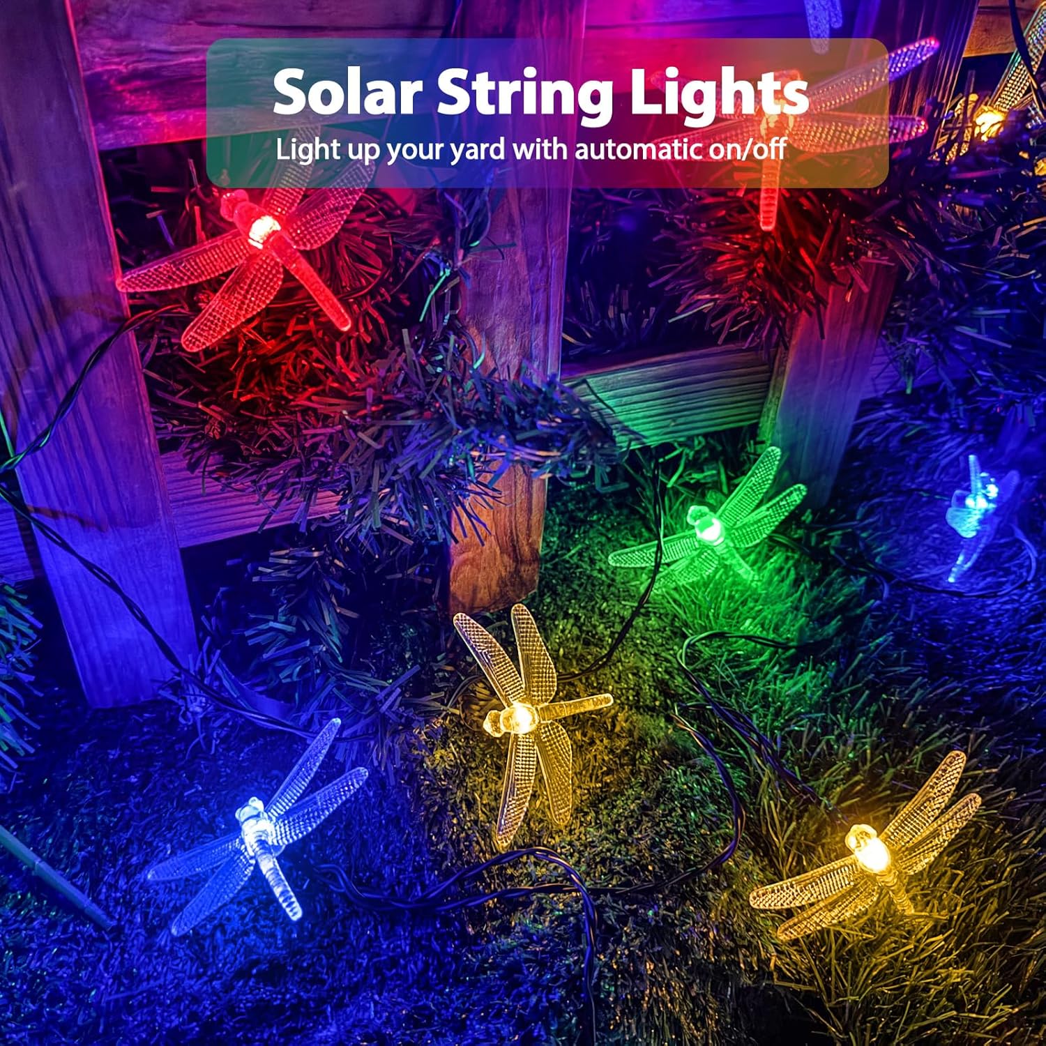 2PK 55FT 32LED Orange and Green Solar Mushroom Lights Outdoor, Solar String Light with 8 Lighting Modes Auto On/Off, Halloween Garden Lights for Witch Decorations