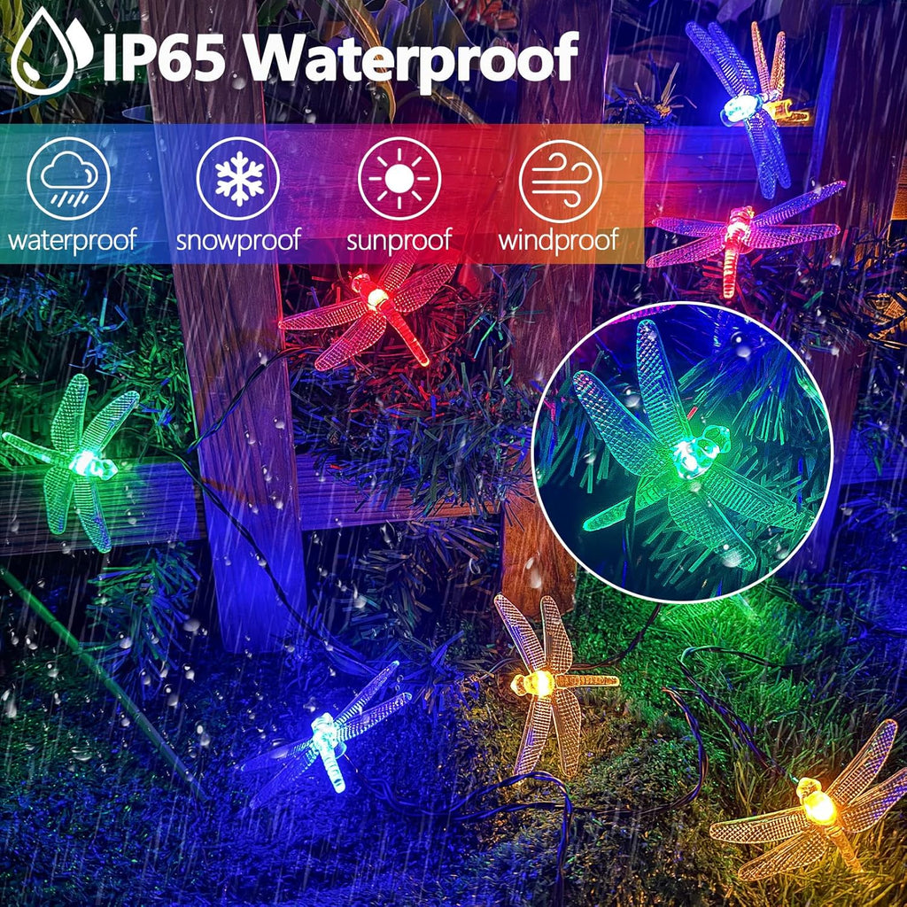 2PK 55FT 32LED Orange and Green Solar Mushroom Lights Outdoor, Solar String Light with 8 Lighting Modes Auto On/Off, Halloween Garden Lights for Witch Decorations