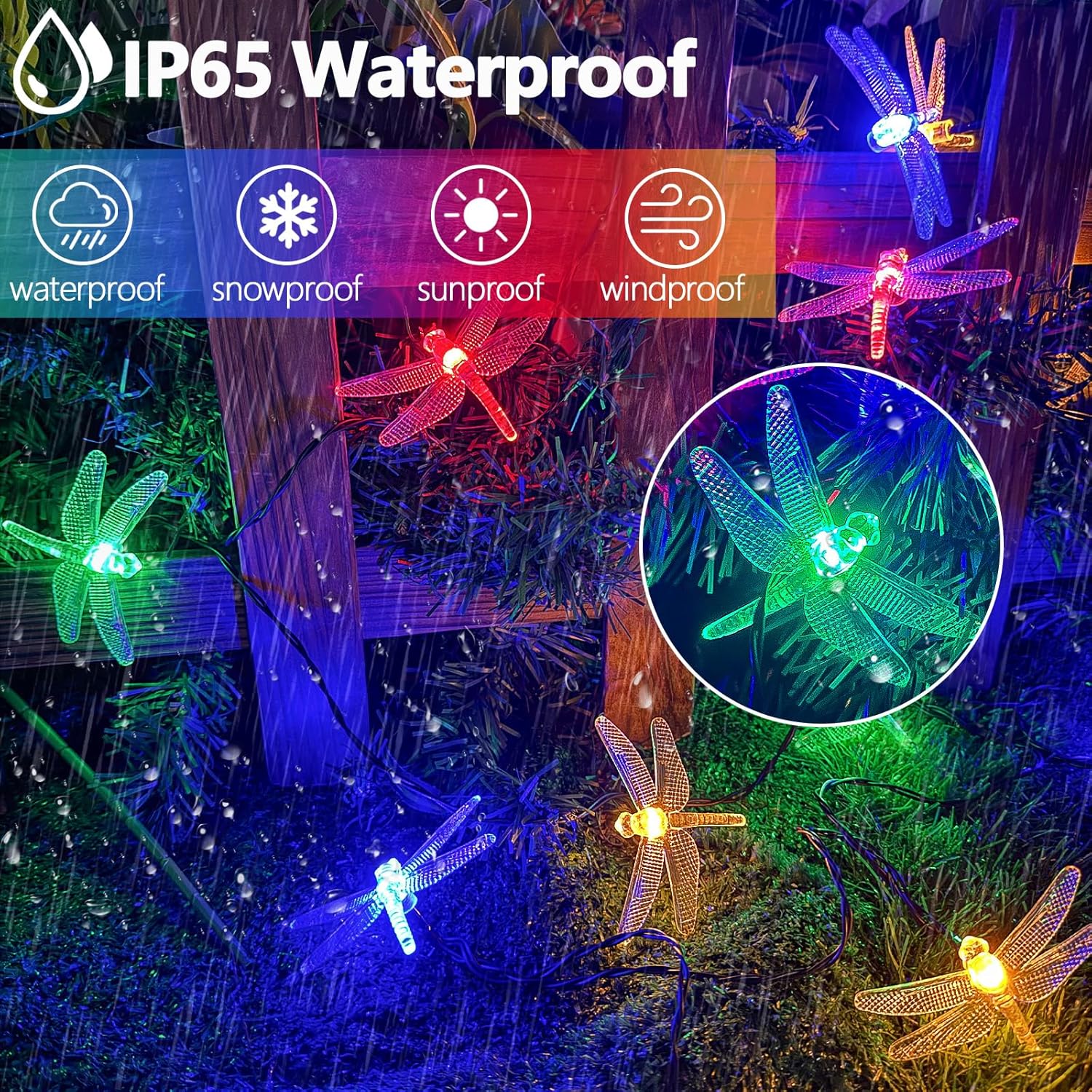 2PK 55FT 32LED Orange and Green Solar Mushroom Lights Outdoor, Solar String Light with 8 Lighting Modes Auto On/Off, Halloween Garden Lights for Witch Decorations